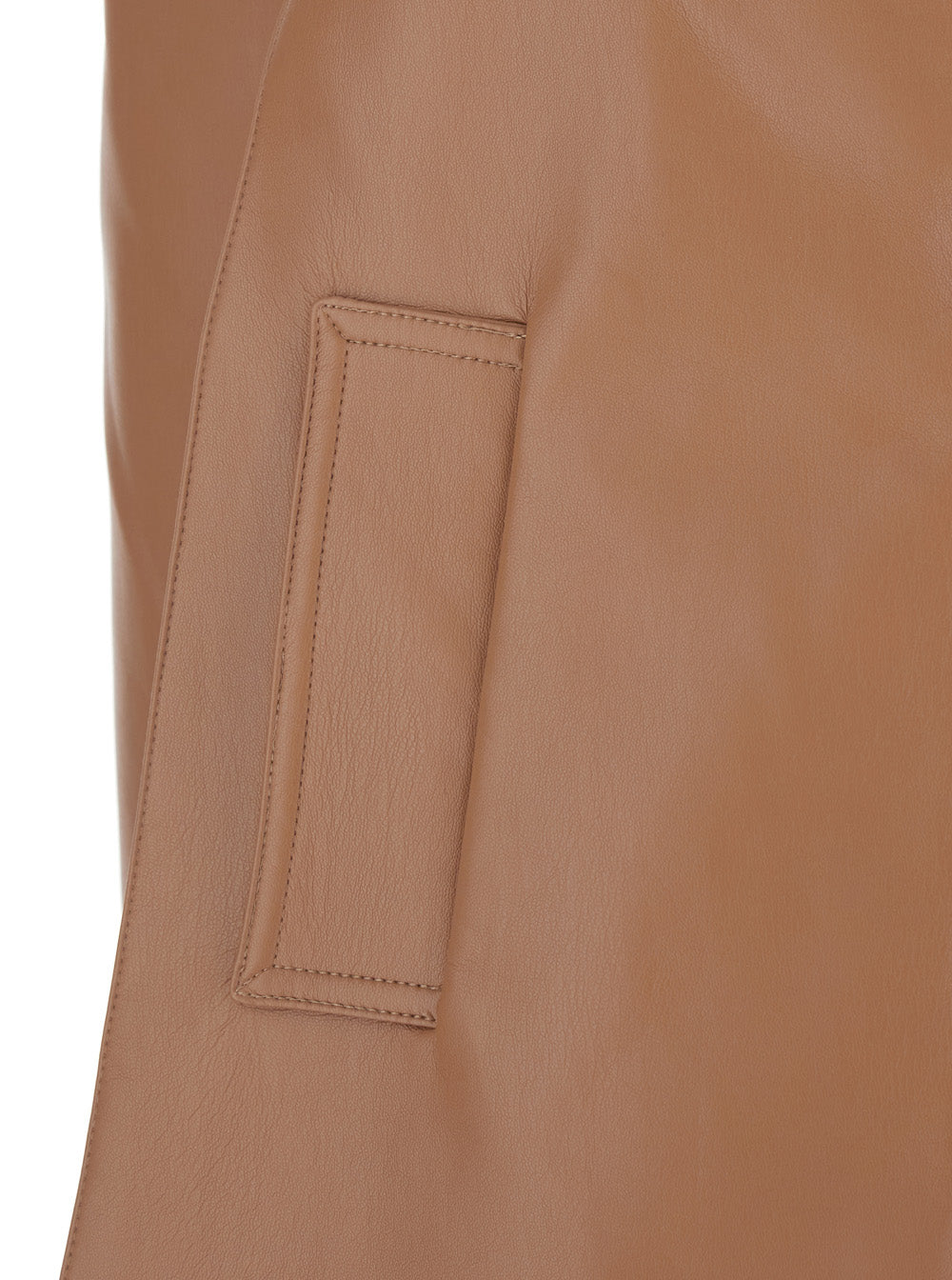 Brown Jacket with Classic Leather Collar for Women Polyester Outerwear