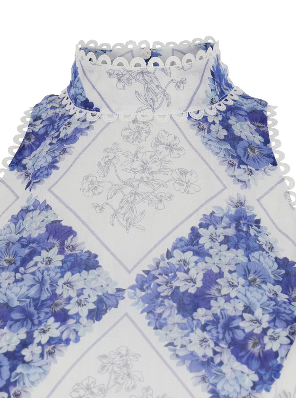 Long Floral Dress with High American Collar in Tech Fabric for Women Multicolor Ramie