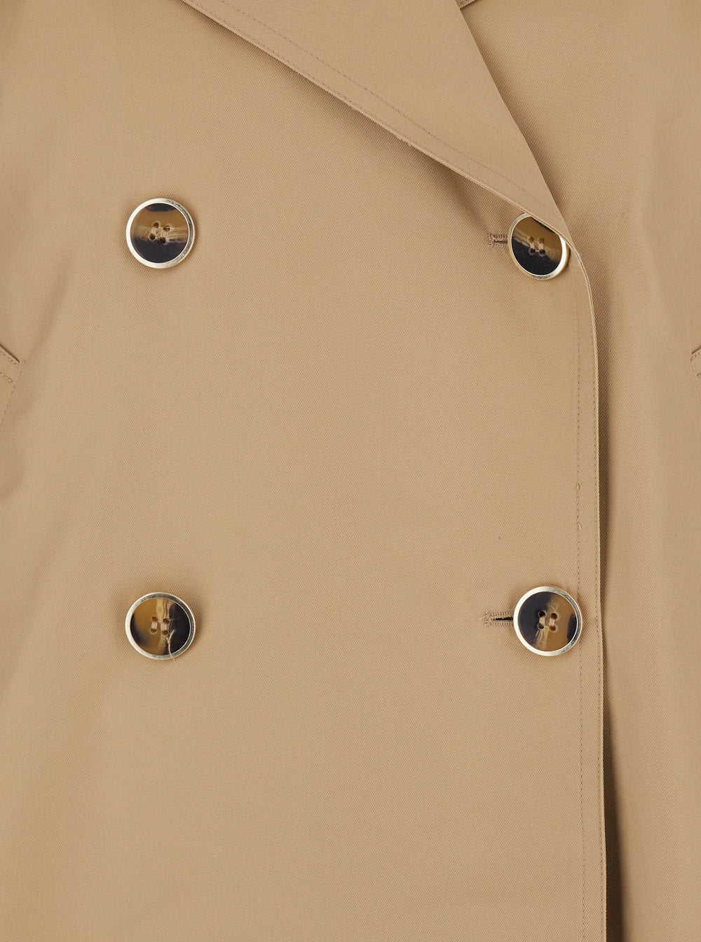 Short Double-breasted Trench in Tech Fabric Beige Women Cotton Polyamide Outerwear