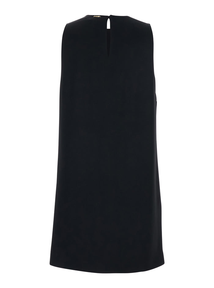 Sleeveless Dress with Drop Closure on the Back in Black Fabric for Women Acetate Polyester
