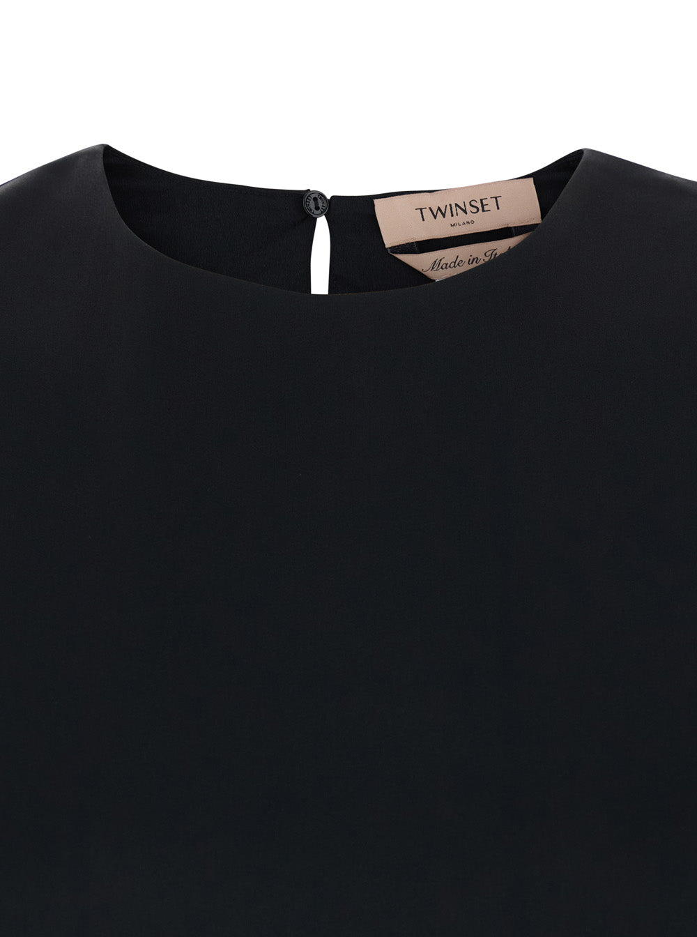 Sleeveless Dress with Drop Closure on the Back in Black Fabric for Women Acetate Polyester