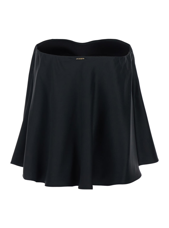 TOP Black Acetate Polyester Tops