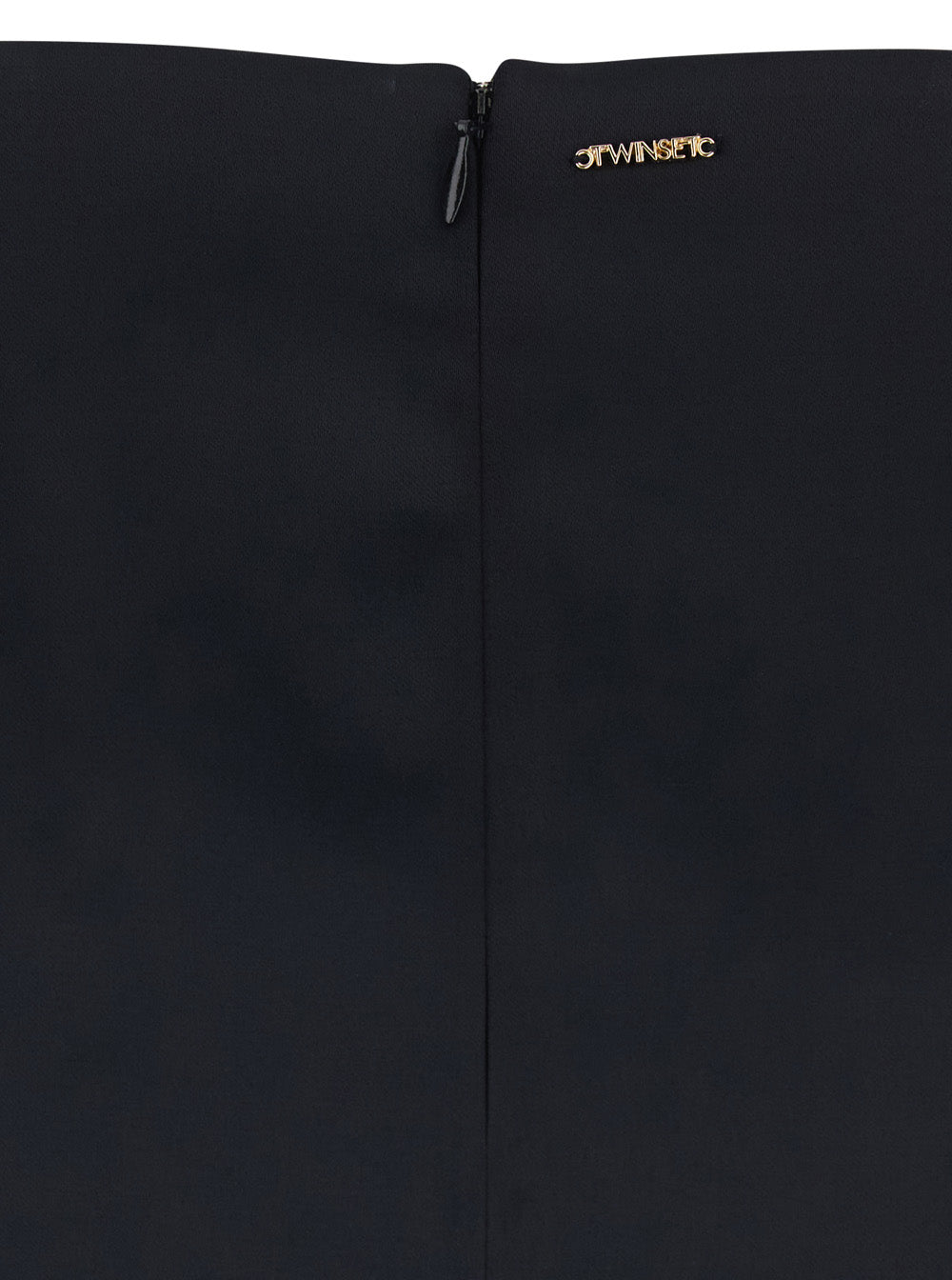 Skirt with Zip Closure on the Back and Logo Plate in Black Fabric for Women Polyester Viscose