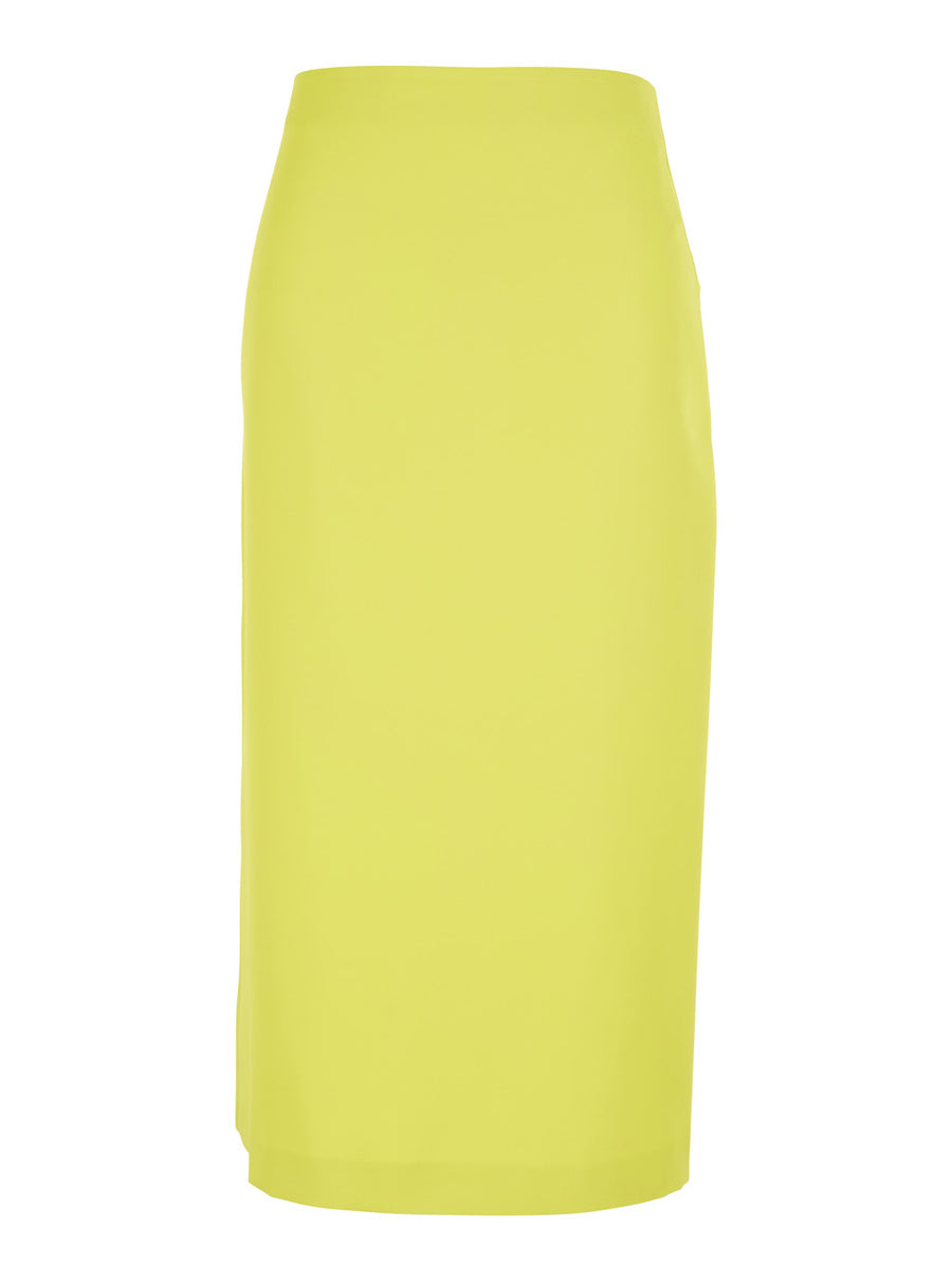 Skirt High-Waist Yellow Polyester