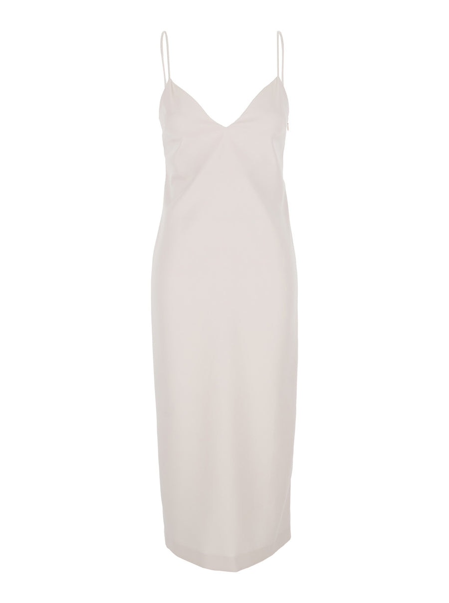 Long Sleeveless Dress Pink Polyester