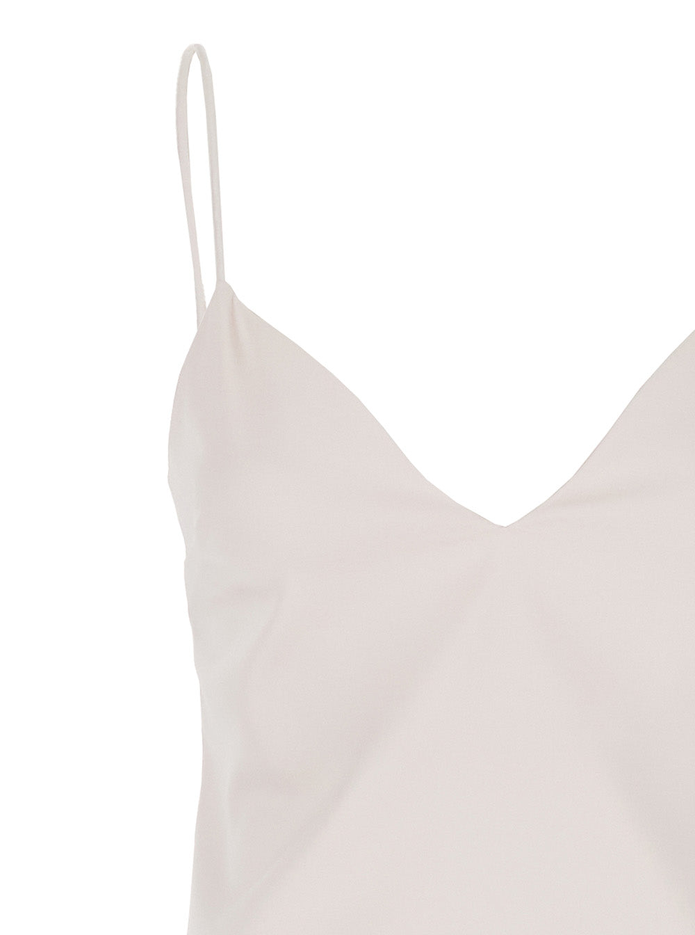 Long Sleeveless Dress with V-Neck and Single Vent at the Back in Pink Fabric for Women Polyester Viscose