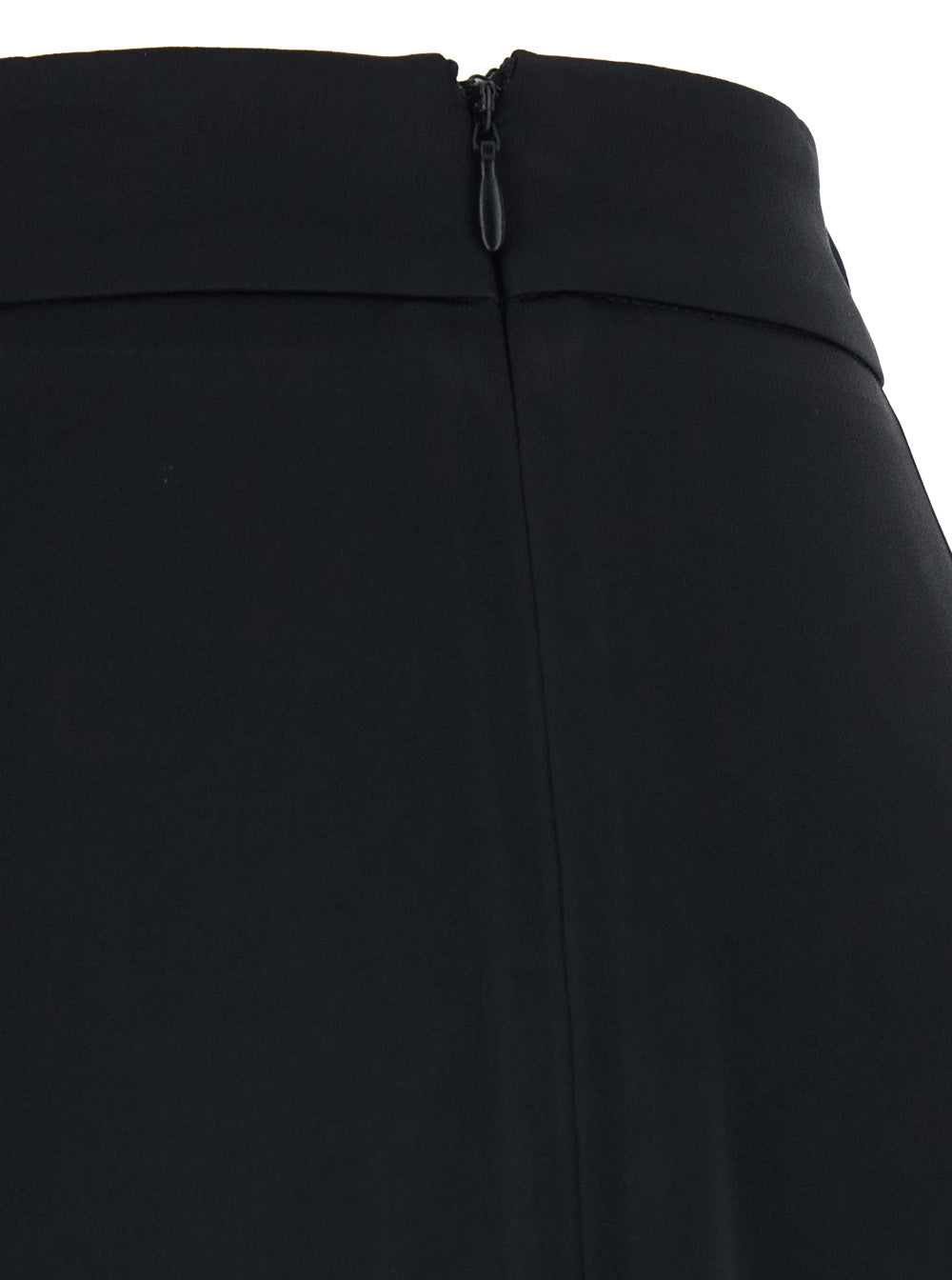 High-Waisted Pants with Zip Closure and Logo Plate on the Back Black Acetate Polyester Trousers