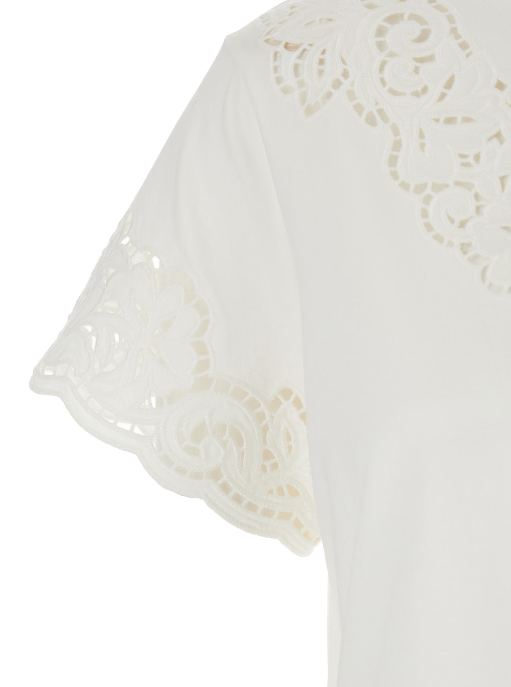 KNITWEAR - White Long Sleeve Sweater with Round Neck In Cotton Women Tshirts And Polo Shirts