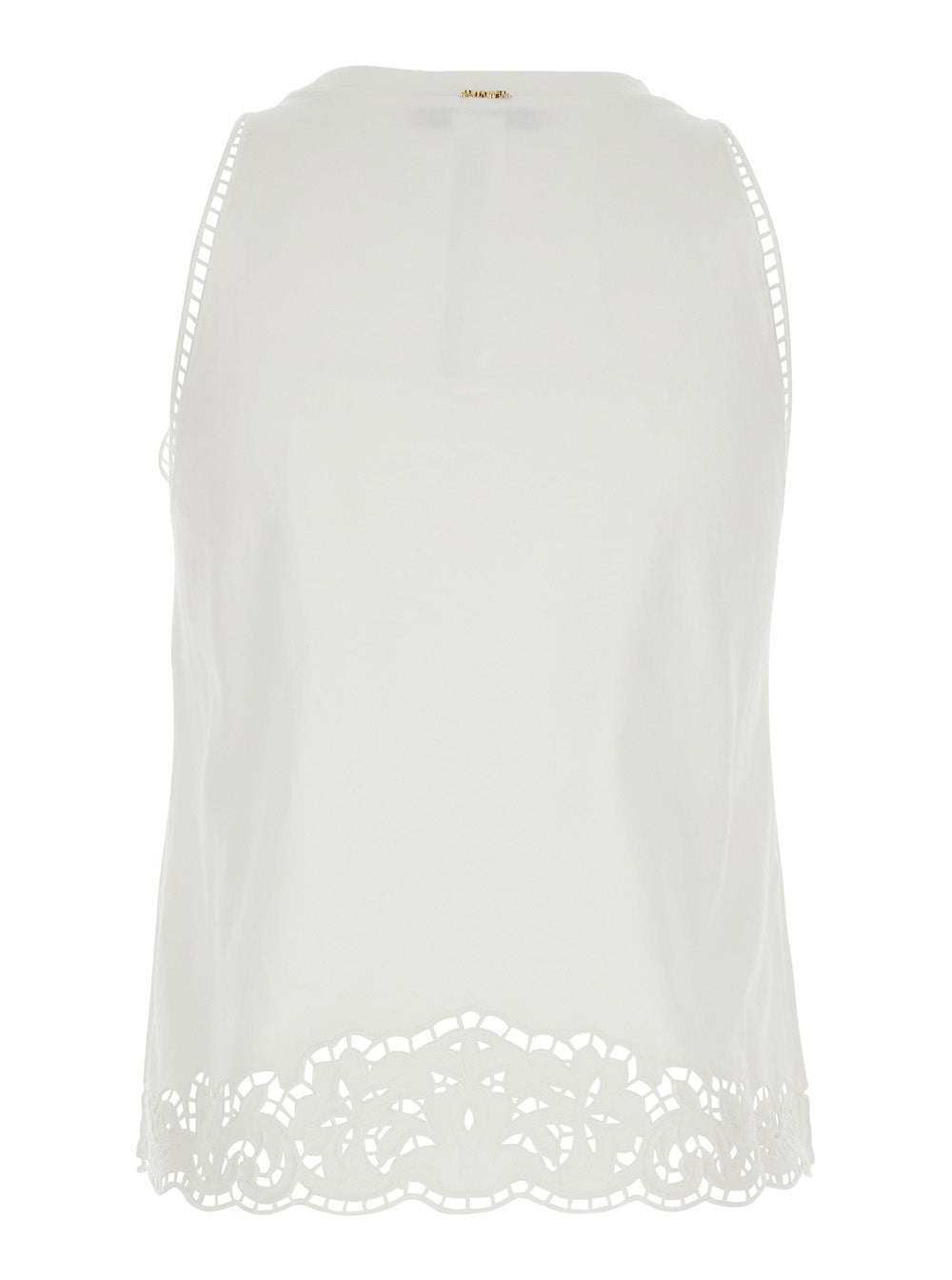 White Top with Cotton Lace Details for Women Tops