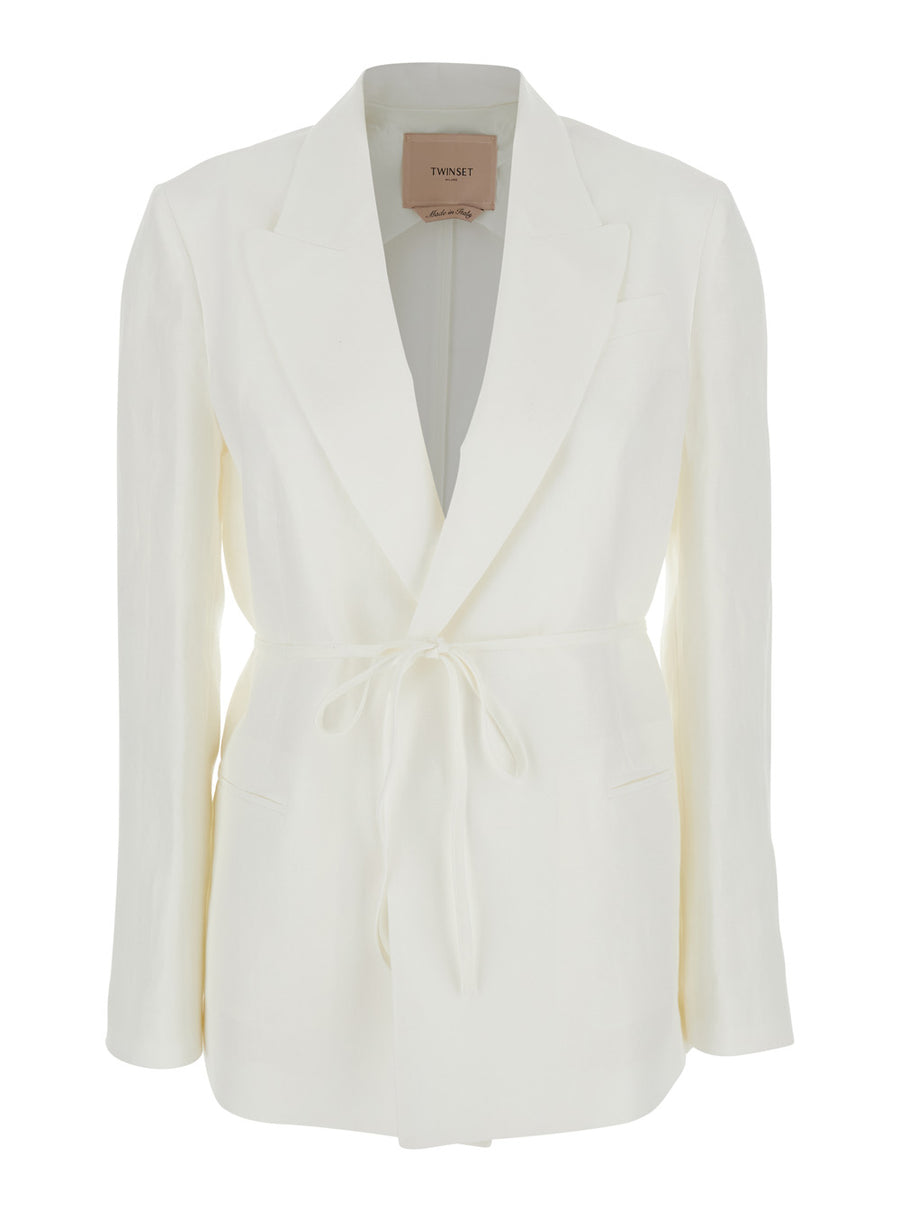 Blazer White Linen-Blend Blazers
