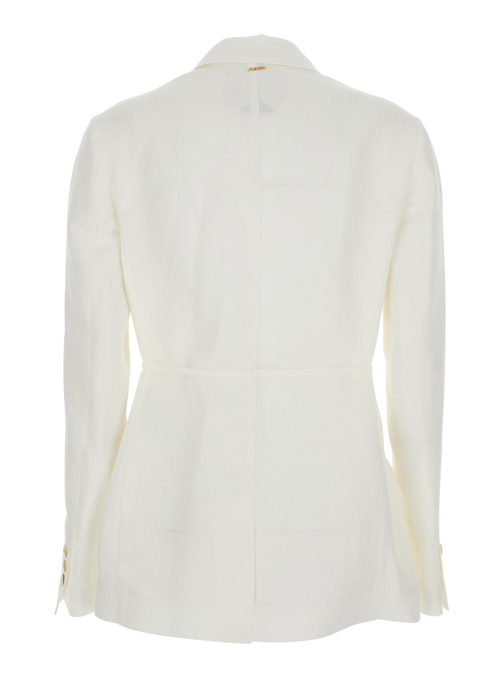 WHITE BLAZER with Notched Revers and Button Closure in Linen Blend for Women Viscose Blazers
