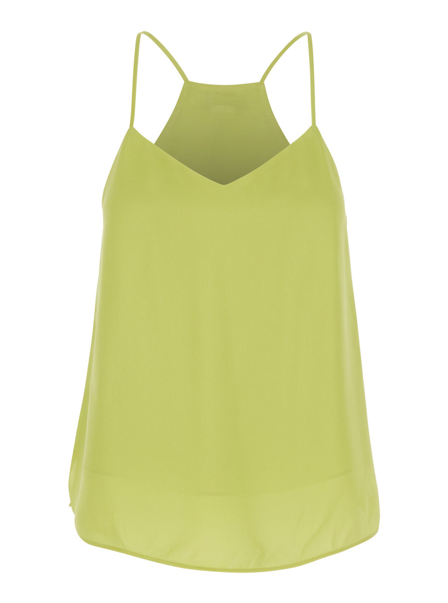 Top V-Neck Green Viscose Tops