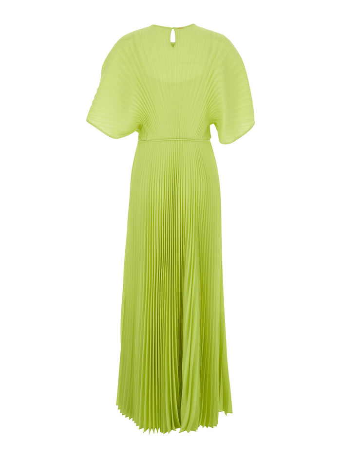 Long Dress With Elegant Details And Light Fabric Green Women