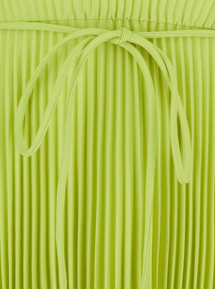 Long Dress With Elegant Details And Light Fabric Green Women