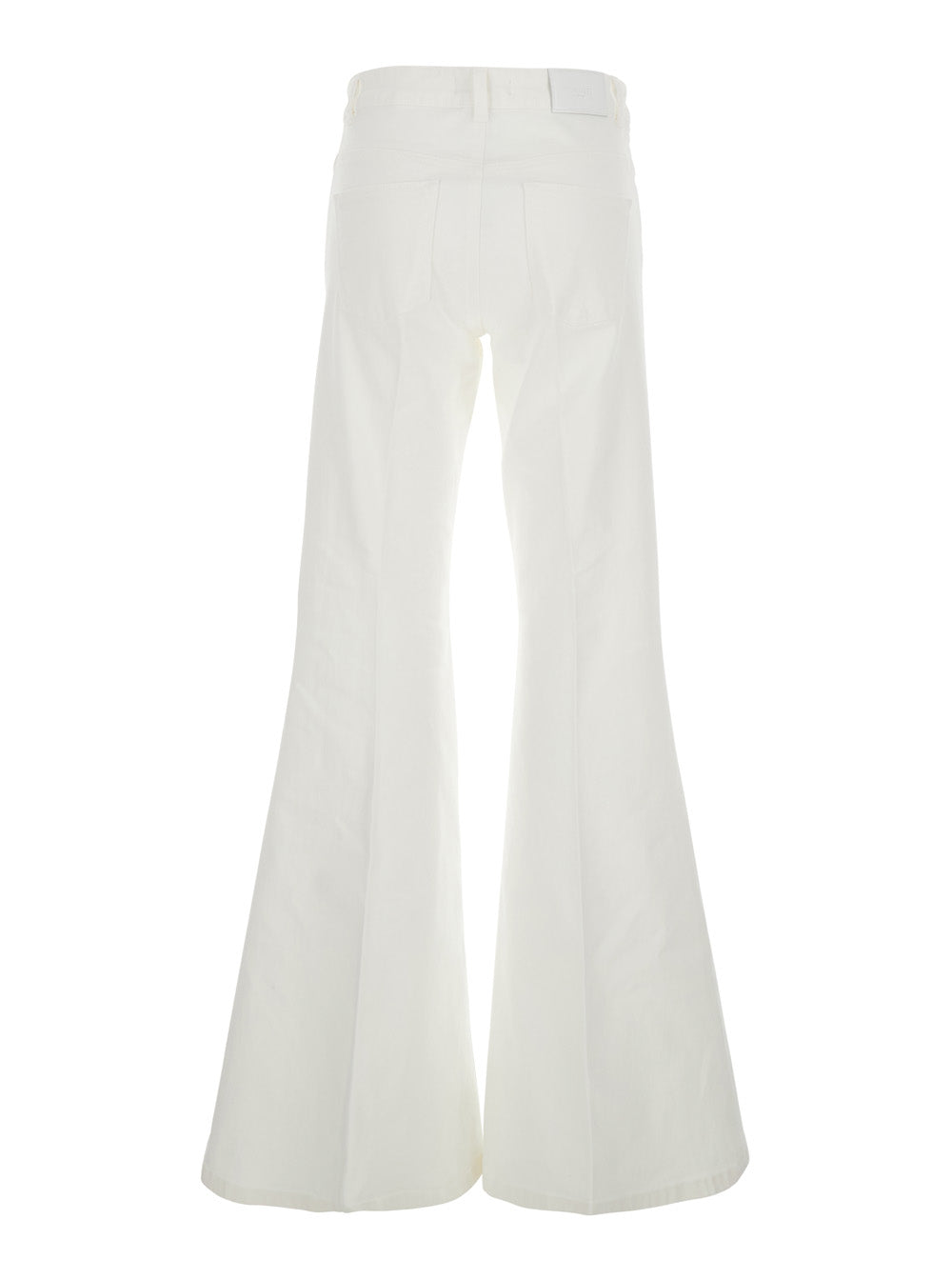 Wide Leg Jeans with Logo Patch on the Back and in White Denim for Women Cotton Elastane