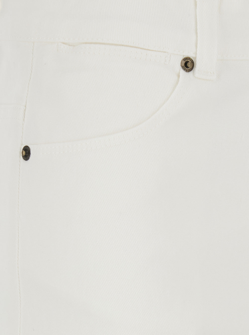 Wide Leg Jeans with Logo Patch on the Back and in White Denim for Women Cotton Elastane