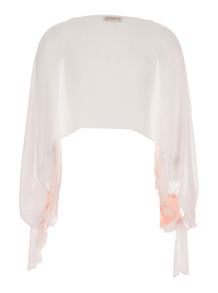 Pink Blouse with Long Sleeves and Lace Details in Viscose for Women Shirts Blouses