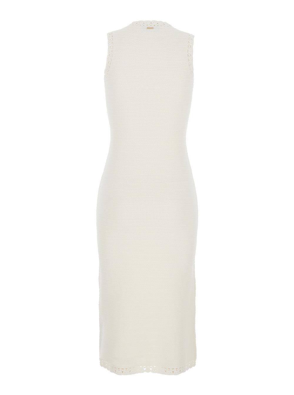 Long Dress White with V-Neck and Sleeves in Viscose for Women Polyamide
