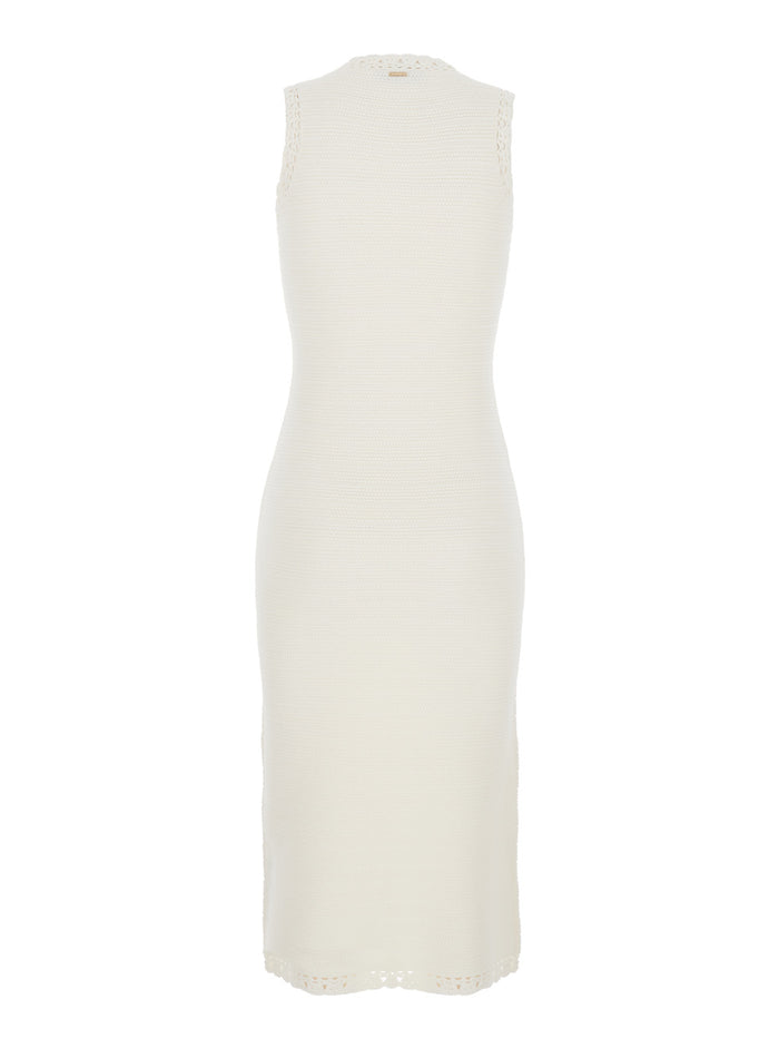 Long Dress White with V-Neck and Sleeves in Viscose for Women Polyamide