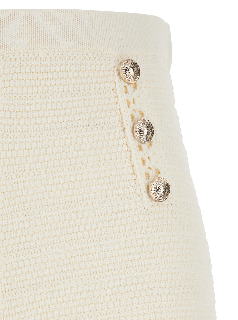 White Pants with Crochet Work and Elasticated Waist in Viscose Blend for Women Polyamide Trousers