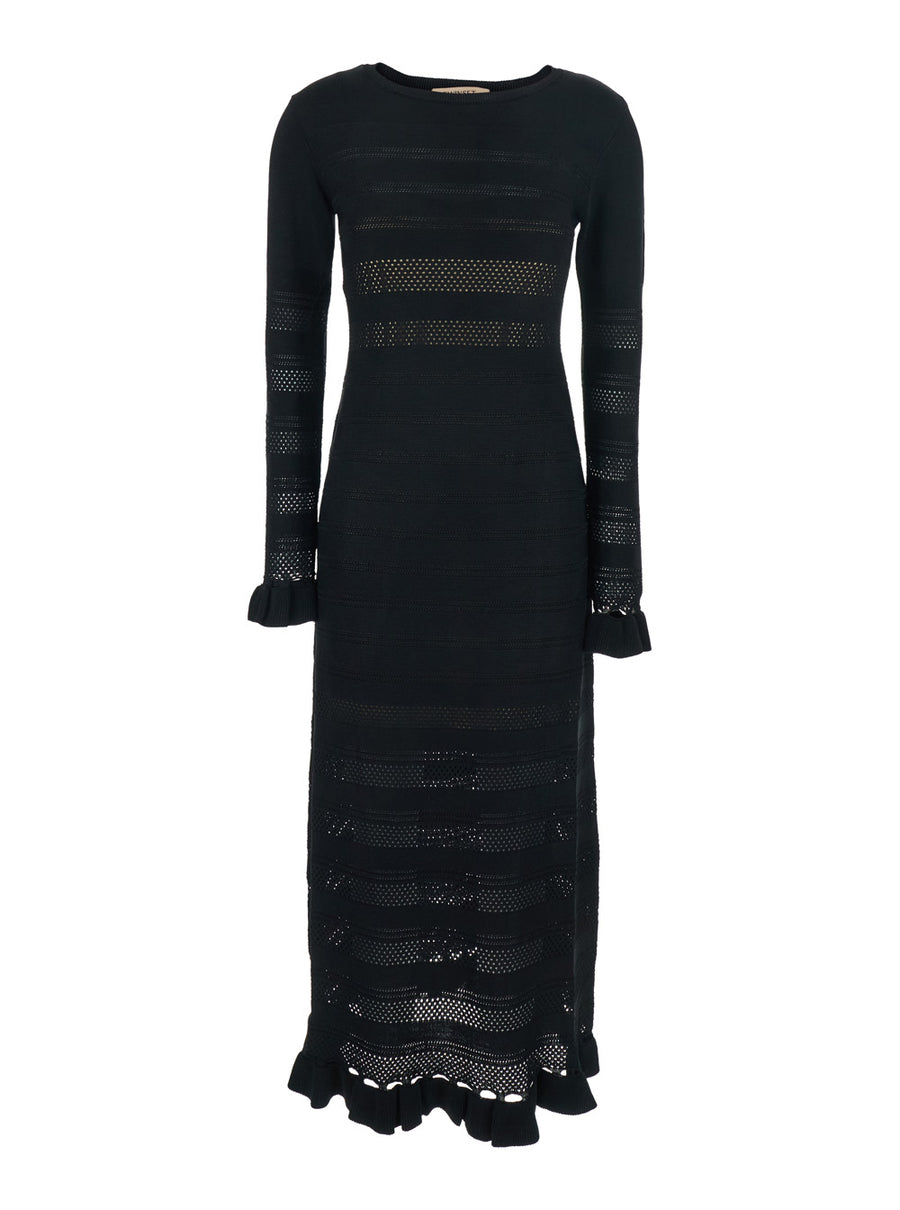 Long Dress Black Viscose-Blend