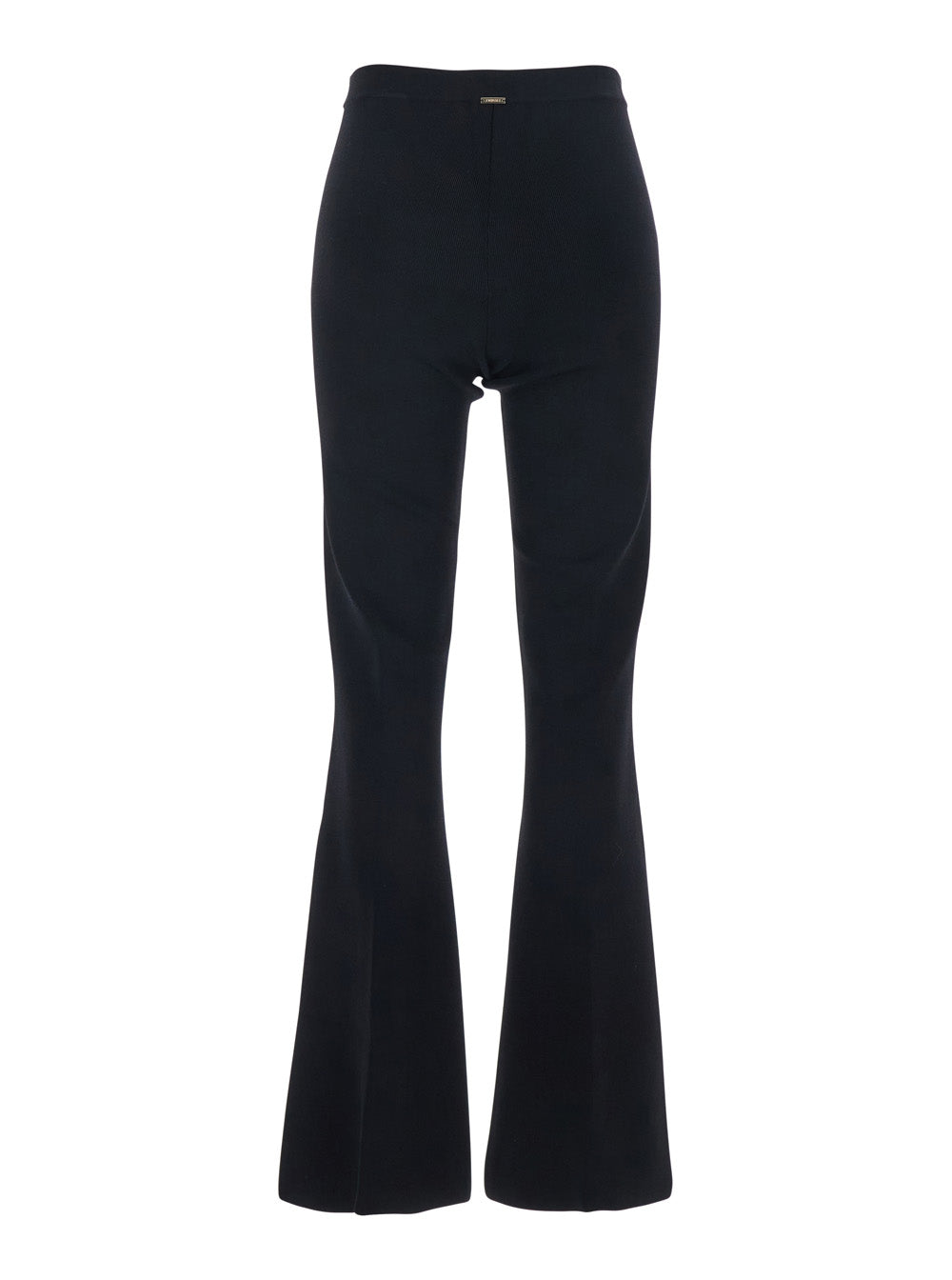 Black Ribbed Design Pants for Women Viscose Polyamide Elastane Trousers