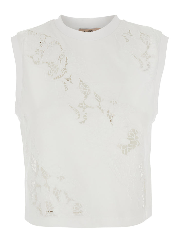 T-Shirt Embroidery White With Embroidered Cotton Details For Women Tshirts And Polo Shirts