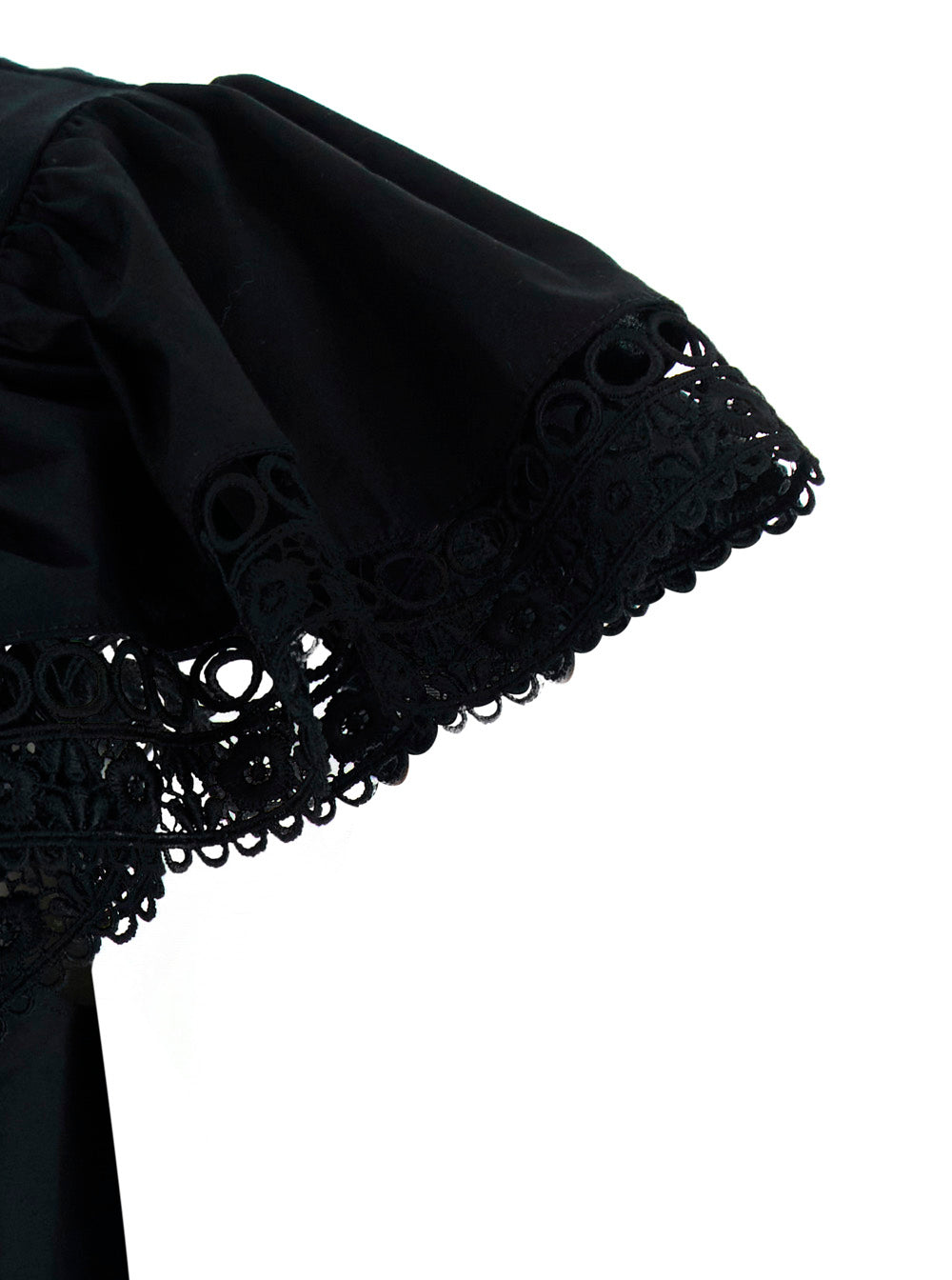 Black Ruffle T-Shirt With Short Sleeves And Details Cotton For Women Tshirts Polo Shirts