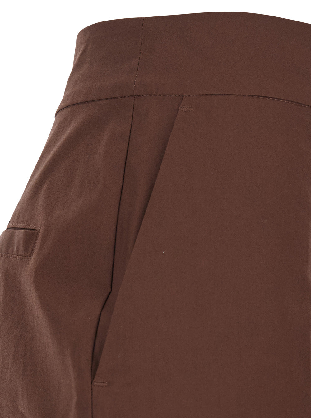 Brown High-Waisted Wide Leg Trousers With Side Pockets For Women Cotton Elastane