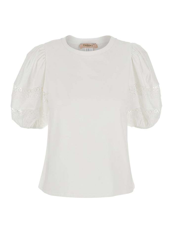 T-Shirt Embroidery White With Embroidered Cotton Details For Women Tshirts And Polo Shirts