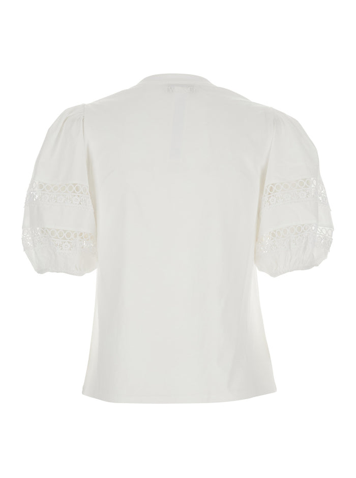T-Shirt Embroidery White With Embroidered Cotton Details For Women Tshirts And Polo Shirts