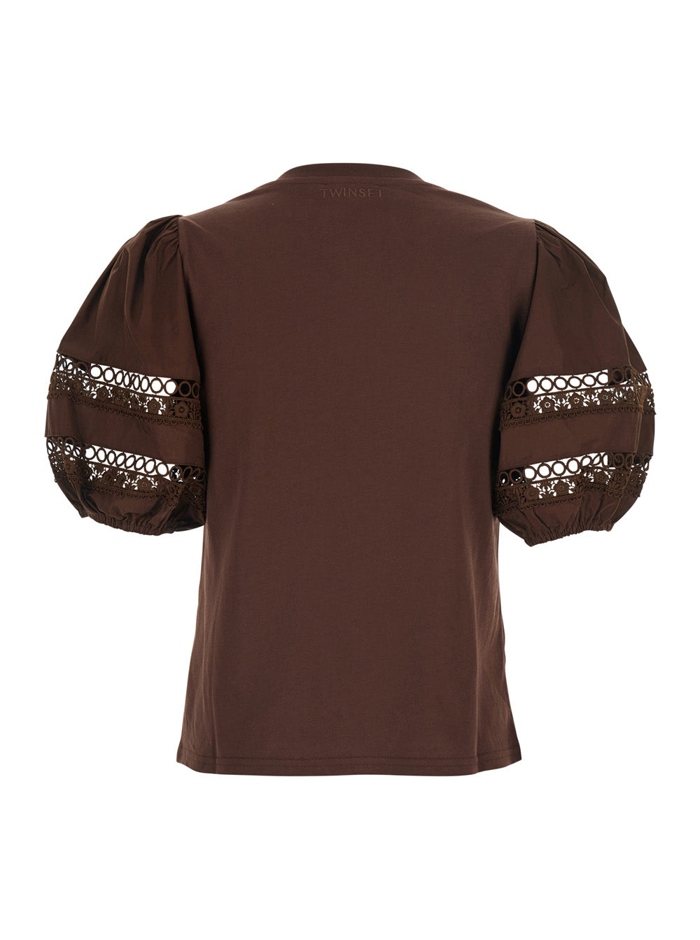 T-Shirt Embroidery With Embroidered Details Brown For Women Cotton Tshirts And Polo Shirts