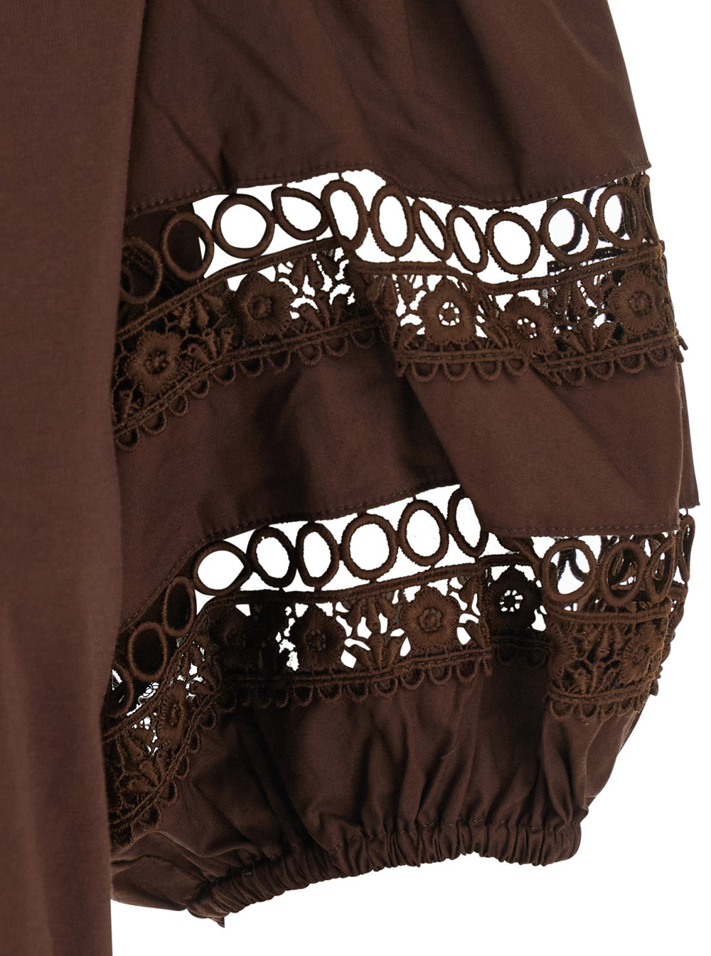 T-Shirt Embroidery With Embroidered Details Brown For Women Cotton Tshirts And Polo Shirts