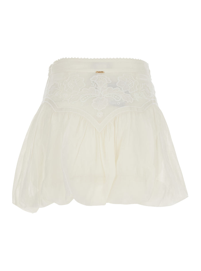 Dress EMBROIDERY with White Ramie for Women Skirt