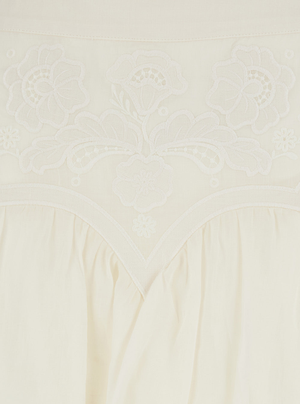 Dress EMBROIDERY with White Ramie for Women Skirt