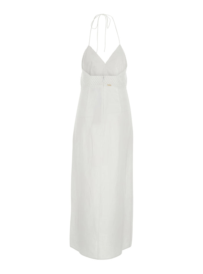 Dress EMBROIDERY White with Detailed in Linen Women