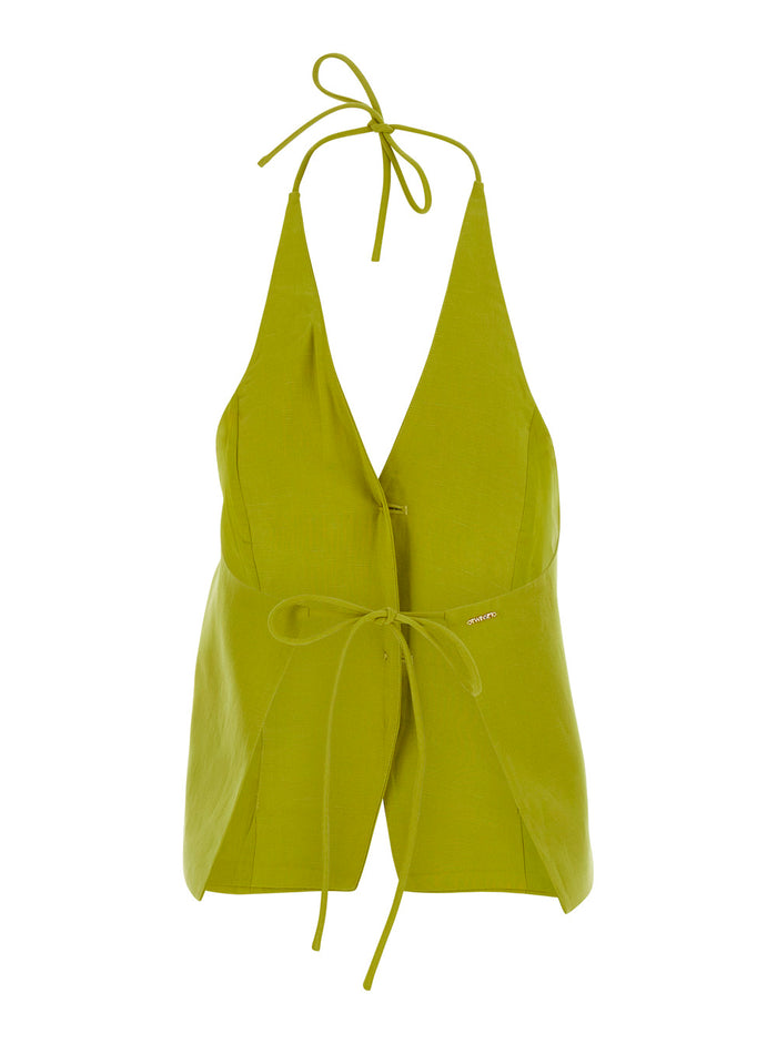2 Button Yellow Dress Lyocell And Linen For Women Blazers