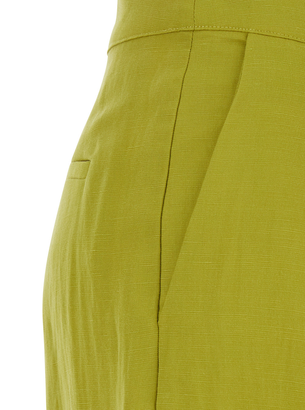 Wide Leg Pants Green with High Waist in Lyocell and Linen for Women Trousers