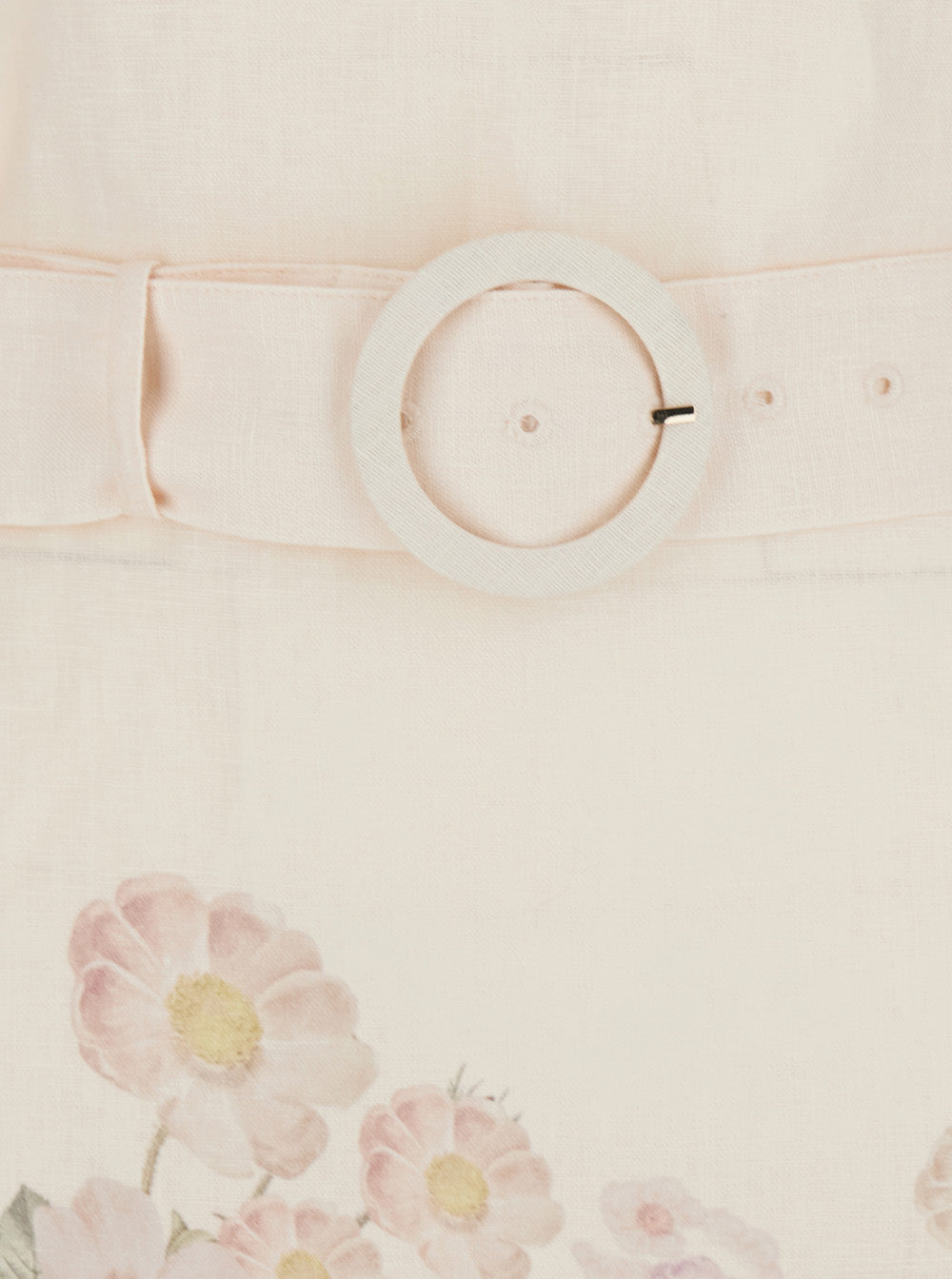 Dress FLOWER PRINT Beige with Floral in Linen Women