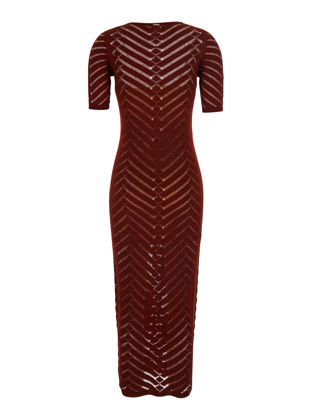 Long Dress With Sleeves And V-Neck Brown For Women