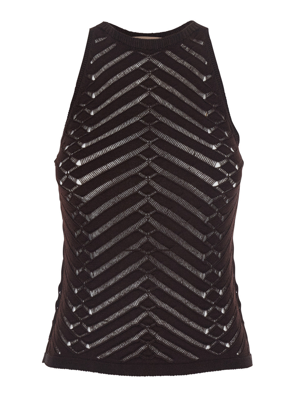 Top KNITTED Brown with Elegant Design in Viscose Women Elastane Tops