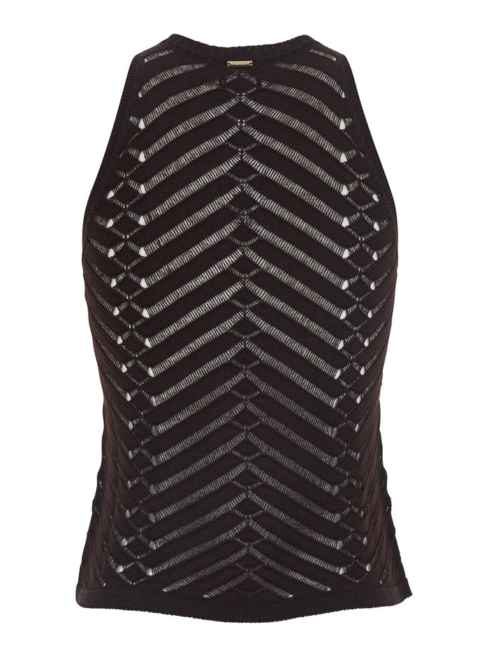 Top KNITTED Brown with Elegant Design in Viscose Women Elastane Tops