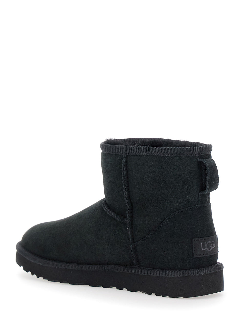 Black Classic Mini Ankle Boots with Logo Patch on the Back in Suede for Women Leather Twinface