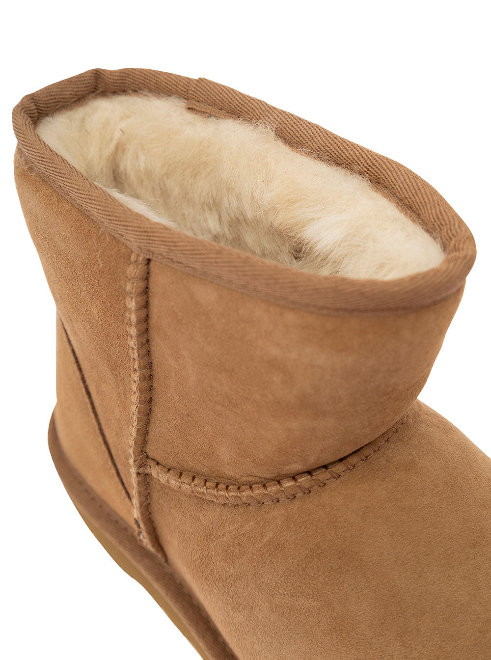 Classic Mini Boots with Logo Patch on the Back in Beige Suede for Women Leather Twinface Ankle