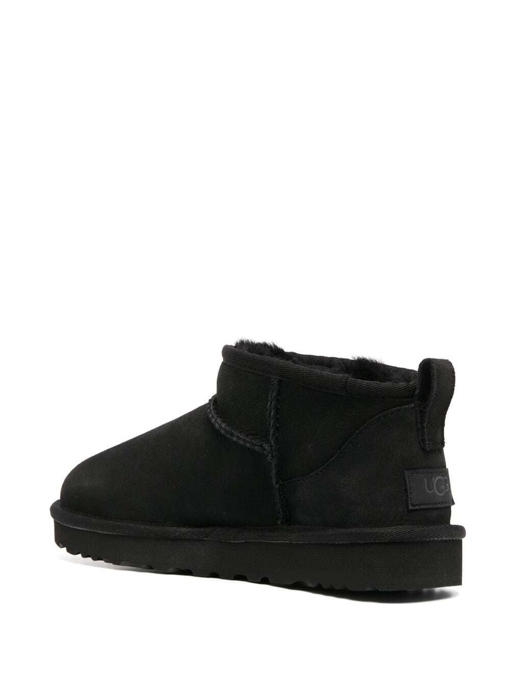 Black Ultra Mini Boots in Suede Woman Leather Twinface Ankle