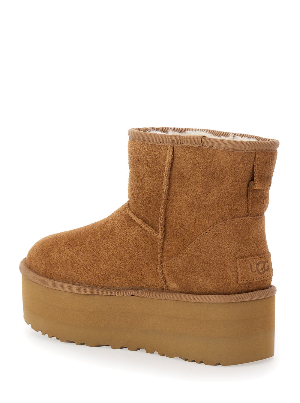 Classic Mini Platform Ankle Boots with Oversized in Brown Suede for Women Leather