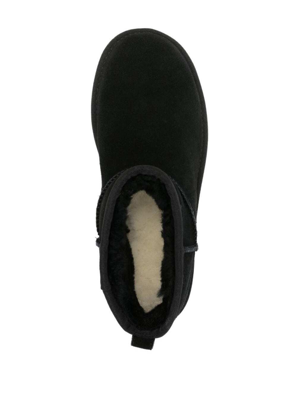 W CLASSIC ULTRA MINI PLATFORM Black Round Toe Ankle Boot with Rubber for Women Leather