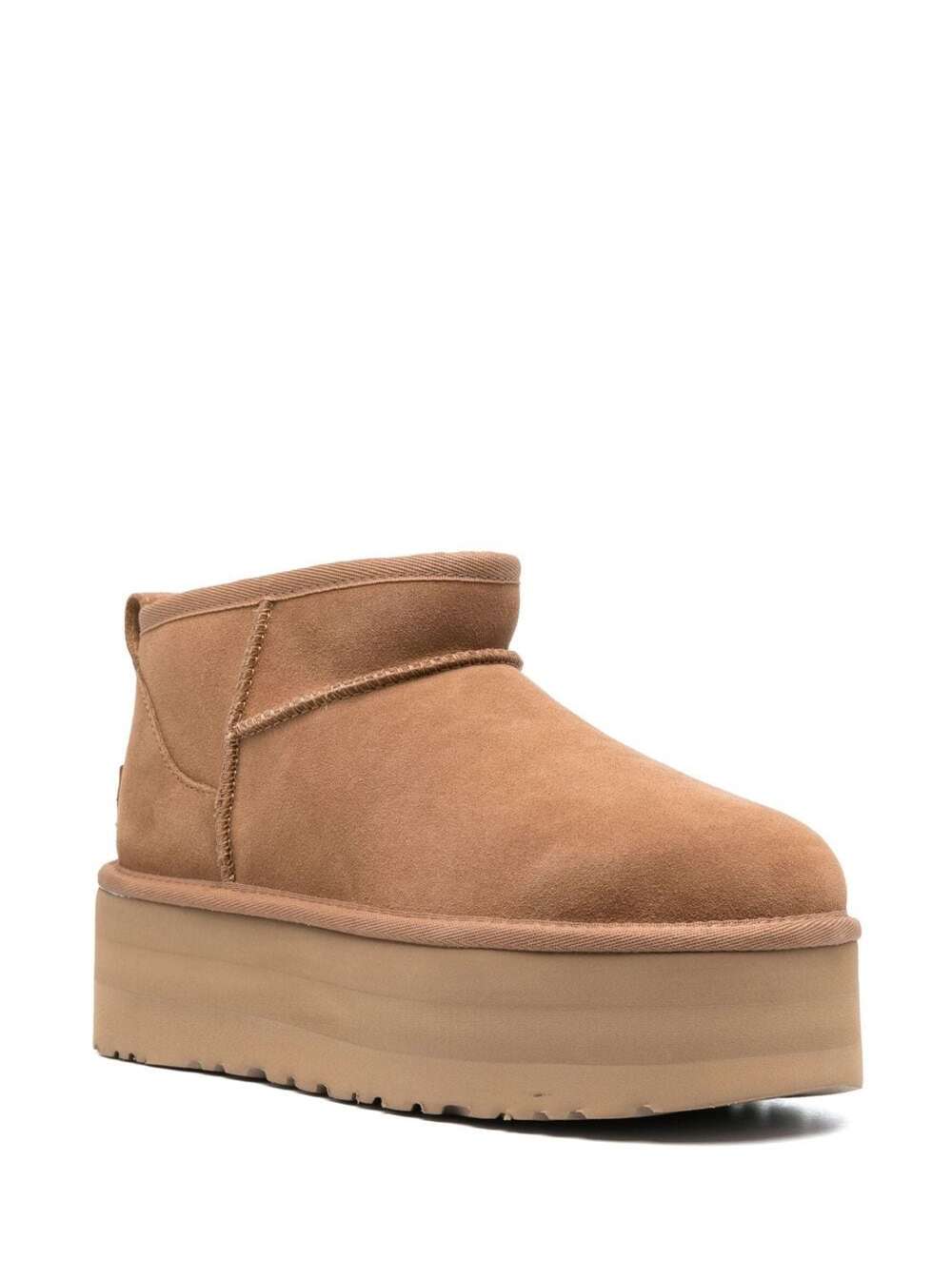 W CLASSIC ULTRA MINI PLATFORM - Beige Rubber Ankle Boot Leather Women