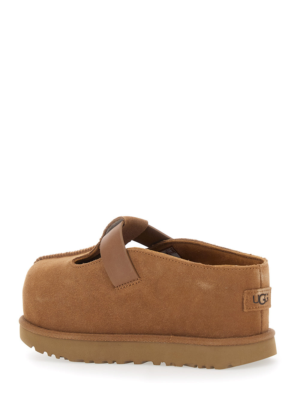 Mule Goldenstar with Logo Patch on the Back in Brown Suede for Women Leather Flat Shoes