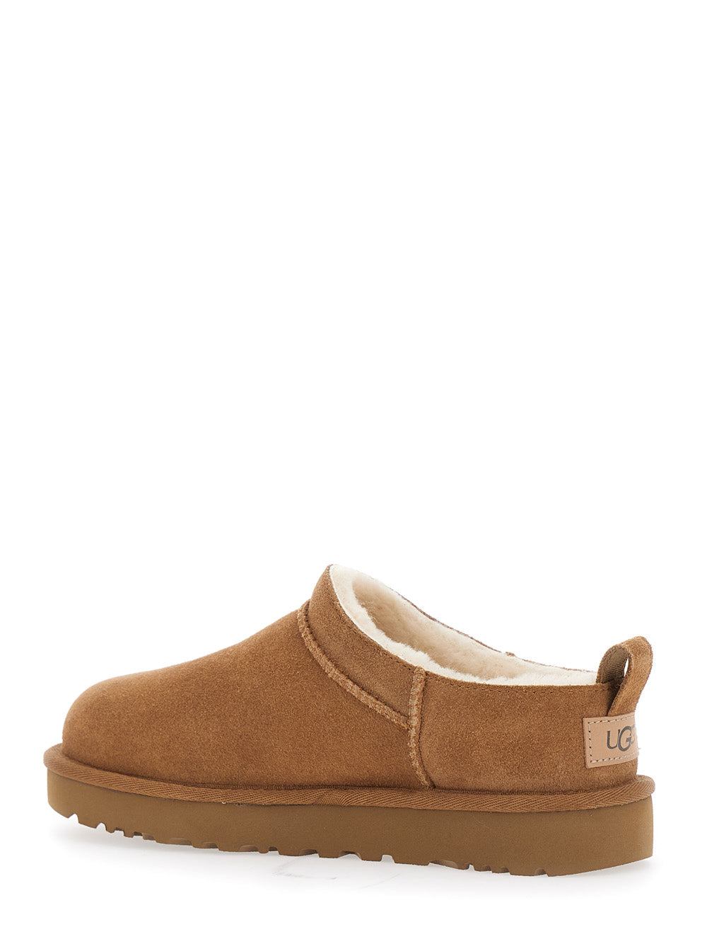 Womens Classic Micro Ankle Boots with Embossed Logo in Beige Suede Leather